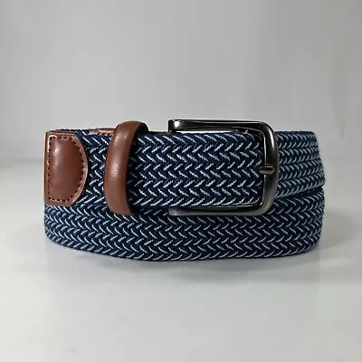 Penguin Blue Stretch Web Belt - Brown Genuine Leather - Men's Size 30 • $13.60