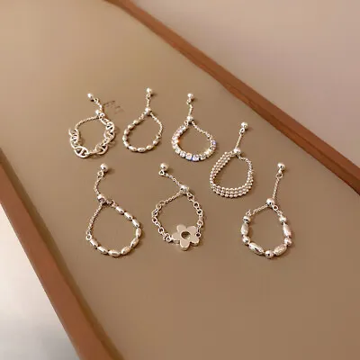 $4.28 • Buy Flowers Diamond Grains Three Layers Rice Beads Soft Chain Adjustable Ring Women