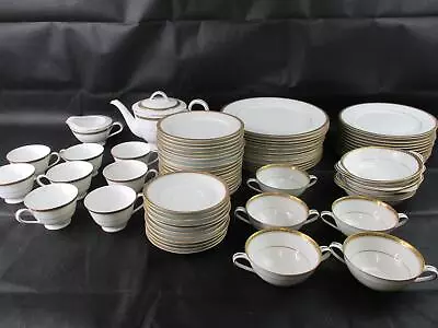 $19.99 • Buy X74 PIECE NORITAKE JAPAN RICHMOND 6124 DINNER SET SETTING WHITE & GOLD COLOUR