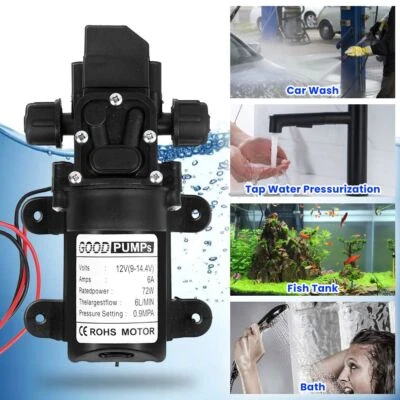 $17.99 • Buy 12V 130PSI Water High Pressure Diaphragm WaterPump Self Priming Pump Auto Switch