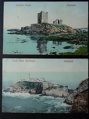 2 ANGLESEY Holyhead LLANFAWR CASTLE Penrhos Island & SOUTH STACK C1907 Postcard • £12.75
