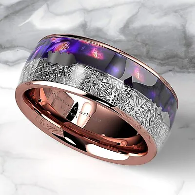 VBFOT Rose Gold Plated Tungsten Ring Purple Agate Meteorite Arrow Mens Band Ring • $13.89