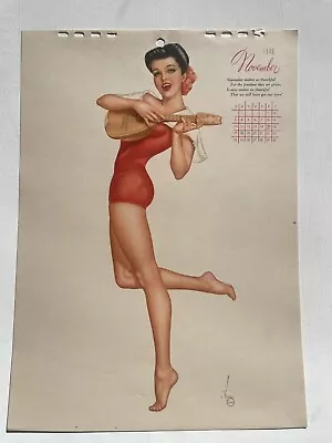 Original November 1946 Esquire Pinup Girl Calendar Page By Varga • $32