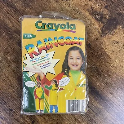 Raincoat Vinyl Crayons Kids Waterproof Colorblock Hooded Vintage 90s Retro Fun • $18.46