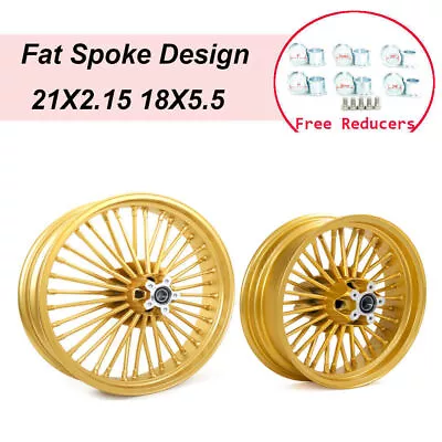 21x2.15 18x5.5 Fat Spoke Wheel Rims Set For Harley Softail Night Train Dyna FXDB • $669.58