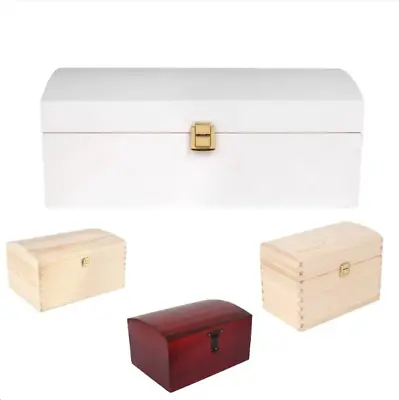 Wooden Storage Chest Trunk With Lid | 4 Sizes | 3 Colours | Keepsake Treasure • £24.99