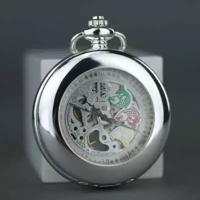 Half Hunter Argo Mechanic Silver Plated Pocket Watch With Roman Numerals • £89.99