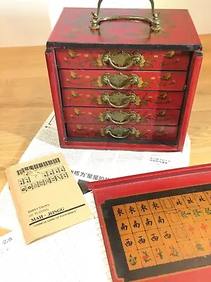 Vintage Chinese Mah-Jong 144 Tiles Game Set With Wooden Box Party Prop Gifts • £70