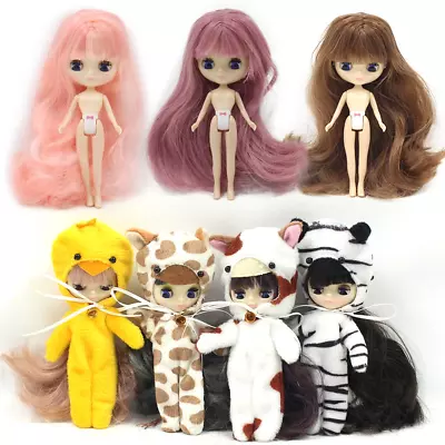 Naked Mini Blythe Doll 1/12 Scale 4  Dolls 12 Options For DIY Makeup & Long Hair • $24.90