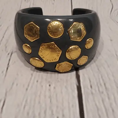 Marc Jacobs Gray And Gold Plastic Cuff Bracelet • $81