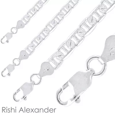 Real Sterling Silver Mens Diamond Cut Mariner Chain Necklace Stamped 925 Italy  • $12.99