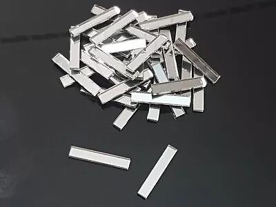 100 Pieces Silver Glass Mirror Tile Approx 3 X 0.5 Cm 2 Mm Thick Art&Craft • £4.99