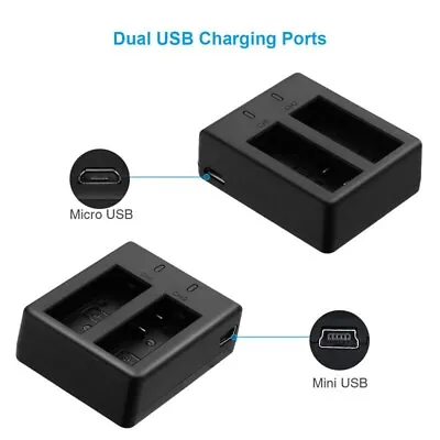 2X 1050mAh 3.7V Action Camera Battery+Dual Charger For EKEN H9 H9R H3R H8R Pro • $20.89