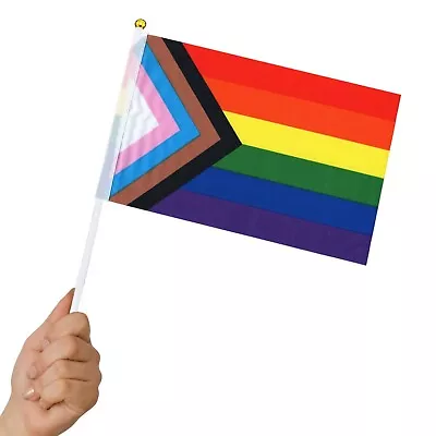 PROGRESS Gay Pride Mini Stick Flags - LGBTQ+ Small Hand Held Party Parade Flag • $6.50
