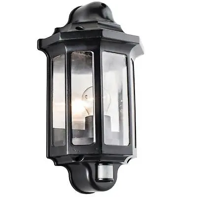 £24.99 • Buy Half Lantern Wall Light Traditional Outdoor Led 15W Black With Pir Garden Lamp