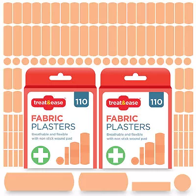 220 Assorted Fabric Plasters Breathable Flexible Adhesive FirstAid Wound Healing • £3.99