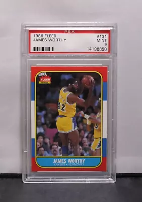 1986 Fleer Basketball #131 JAMES WORTHY Los Angeles Lakers RC ROOKIE PSA 9 Mint • $24.95