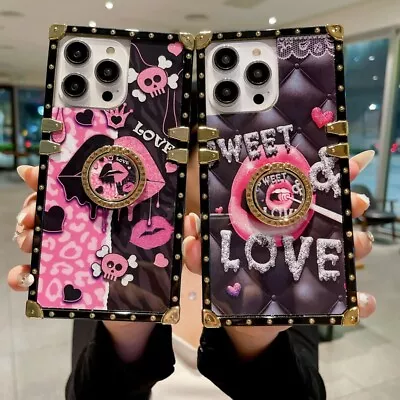 Fashion Bling Crown Lips Square Case For Samsung S24 S23 S22 S21 S20 S10 Note20 • $12.99