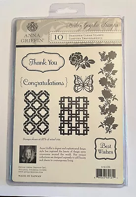 8 Designer Clear Stamps Modern Graphics Thank You Best Wishes New In Package • $6.99