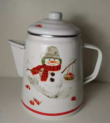 $10 • Buy Vintage Enamel Ware Kettle Christmas Coffee Tea Pot