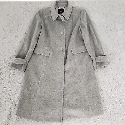 Talbots Jacket Womens 20 Gray Long Trench Coat Pea Coat Wool Angora Overcoat • $17.77