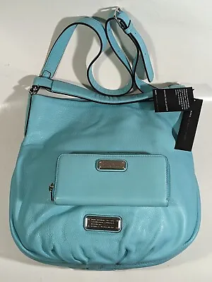 MARC By MARC JACOBS HILLIER Leather Hobo Bag W/ Wallet & Dust Cover - Sea Aqua • $129.99