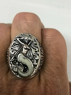Vintage Mermaid Ring Southwestern White Inlay Size 12.5 • $44