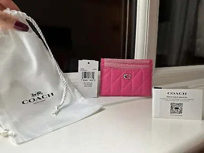 Coach Essential Card Case Pink With Pillow Quilting NO DUST BAG • £50