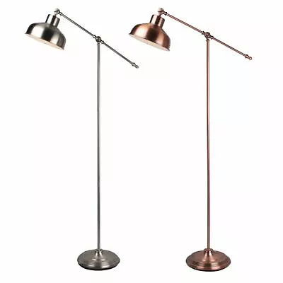 £39.99 • Buy Satin Nickel Or Antique Copper Lever Arm Adjustable Floor Light Standing Lamp