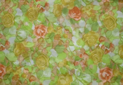 Vintage Cannon Royal Family Watercolor Rose Firefly Yellow Full Size Sheet Set • $24.85