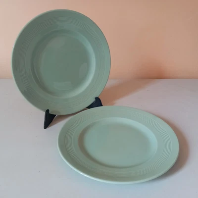 £10 • Buy Pair Of Woods Ware Beryl Green Plates 9in