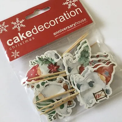 £3.99 • Buy 12 Christmas Gonk Cupcake Picks Double Sided Xmas Gnome Cake Toppers Decorations