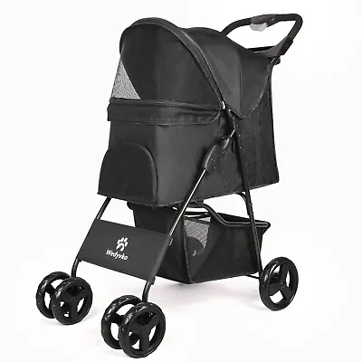 Pet Dog Stroller Travel Carriage 4 Wheeler W/Foldable Carrier Cart & Cup Holder • $65.99