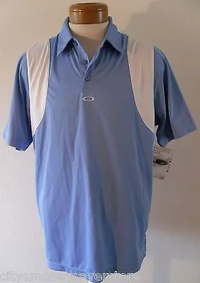 NWT Oakley Conduct Mens Golf Polo Shirt M Light Blue/White MSRP$65 • $28.99