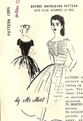 Vintage 1950s Spadea Pattern Women's DRESS 1264 By Mr. Mort Size 11 B35  UNUSED • $29.95