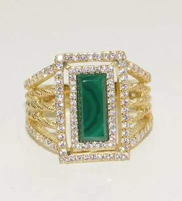 Judith Ripka 14K Gold 925 Silver Green Malachite CZ Ring Sz 9 W/Box -Great Gift! • $169.99