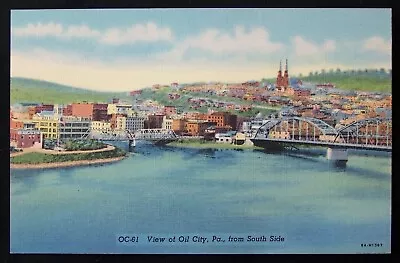 PA Oil City View From South Side Linen Postcard • $4.75