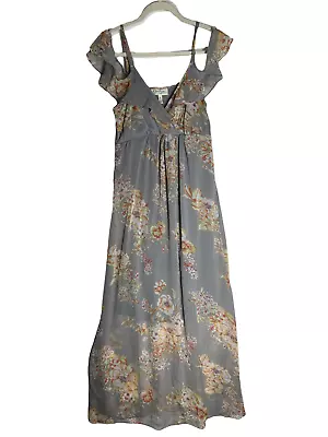 Jessica Simpson Maternity Floral Print Maxi Dress Cold Shoulder Size Medium • $22.30
