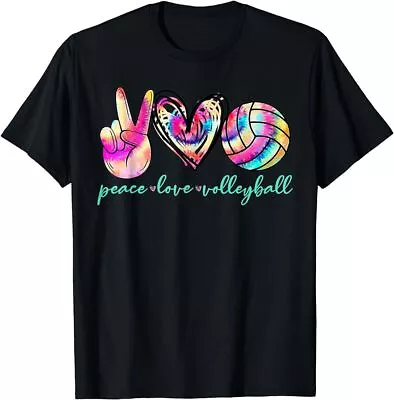 Peace Love Volleyball Player Tie Dye Style Women Teen Girls T-Shirt • $16.99
