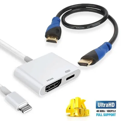 4K 60Hz For Apple IPhone 12 Pro Max 11 Pro Max  To HDMI Adapter Cable Ultra HD • $25.26