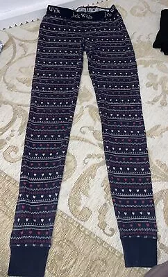 JACK WILLS Women/Girls Leggings/PJ Bottoms~UK Size 8/S~Navy Blue & Hearts Cotton • £10