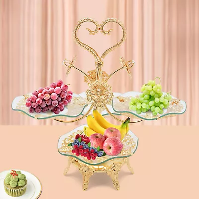 Golden 4-Tier Cupcake Stand Cake Dessert Wedding Event Party Display Plate Tower • $39.02