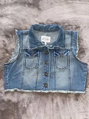 $22 • Buy Delia's Women’s Blue Denim Vest Large