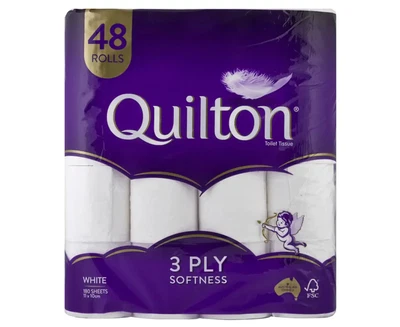 $37.26 • Buy 48x Quilton Toilet Paper Tissue Rolls 3-Ply 180 Sheets - Free Postage Best Price