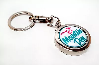 MOUNTAIN DEW Vintage Logo Soda Bottle Cap Opener Key Chain / Ring Handmade • $9.95