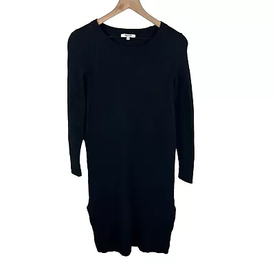 Madewell Womens Black Merino Wool Long Sleeve Midi Sheath Dress Small • $27.99