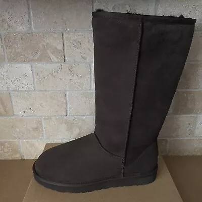 UGG Australia Classic Tall Chocolate Brown Suede Fur Boots Size 10 Women Y2K • $161.49