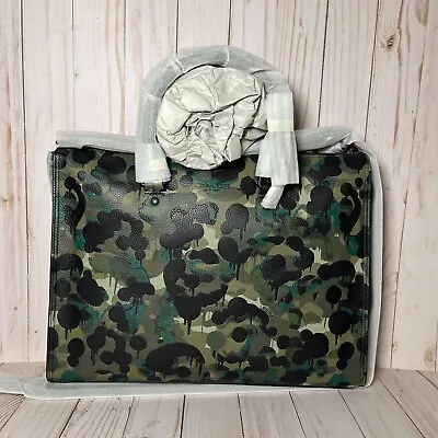 COACH Leather Gotham Folio Briefcase With Camo Print Matte Black Green C6396 NWT • $357