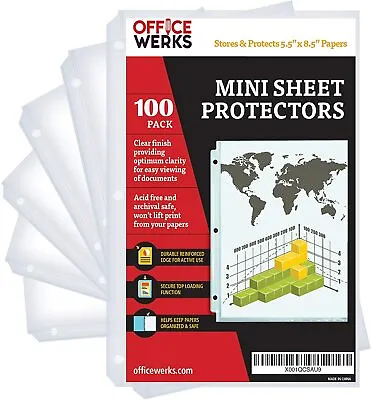 Heavyweight Clear Mini Sheet Protectors 5.5  X 8.5  100 Pack Top Load. • $12.99