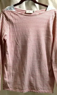 Vineyard Vines Ladies 3/4 Sleeve Top Boatneck Pink And White Stripes Nautical  • $24.99